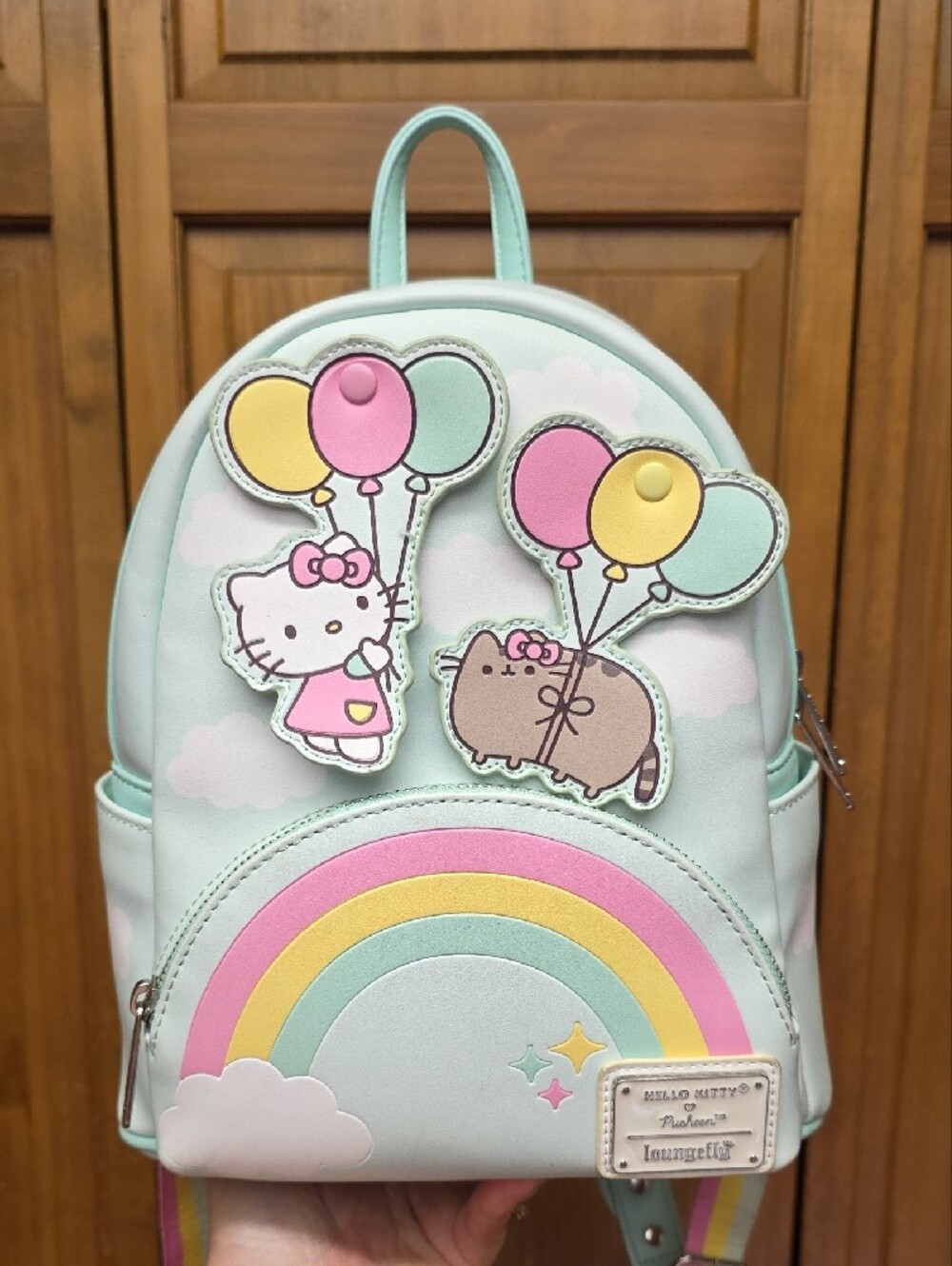 Loungefly Hello Kitty x Pusheen Balloons & Rainbow Swivel Mini Backpack